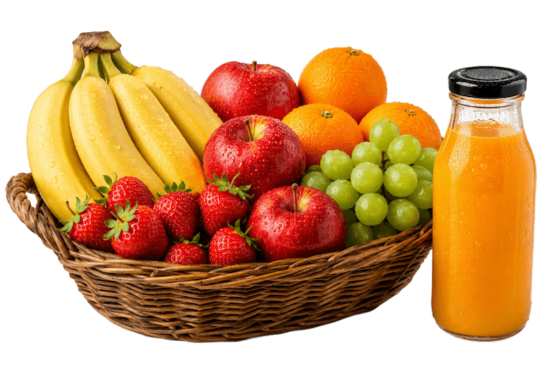 foto buah segar, hampers, dan cold-pressed juice